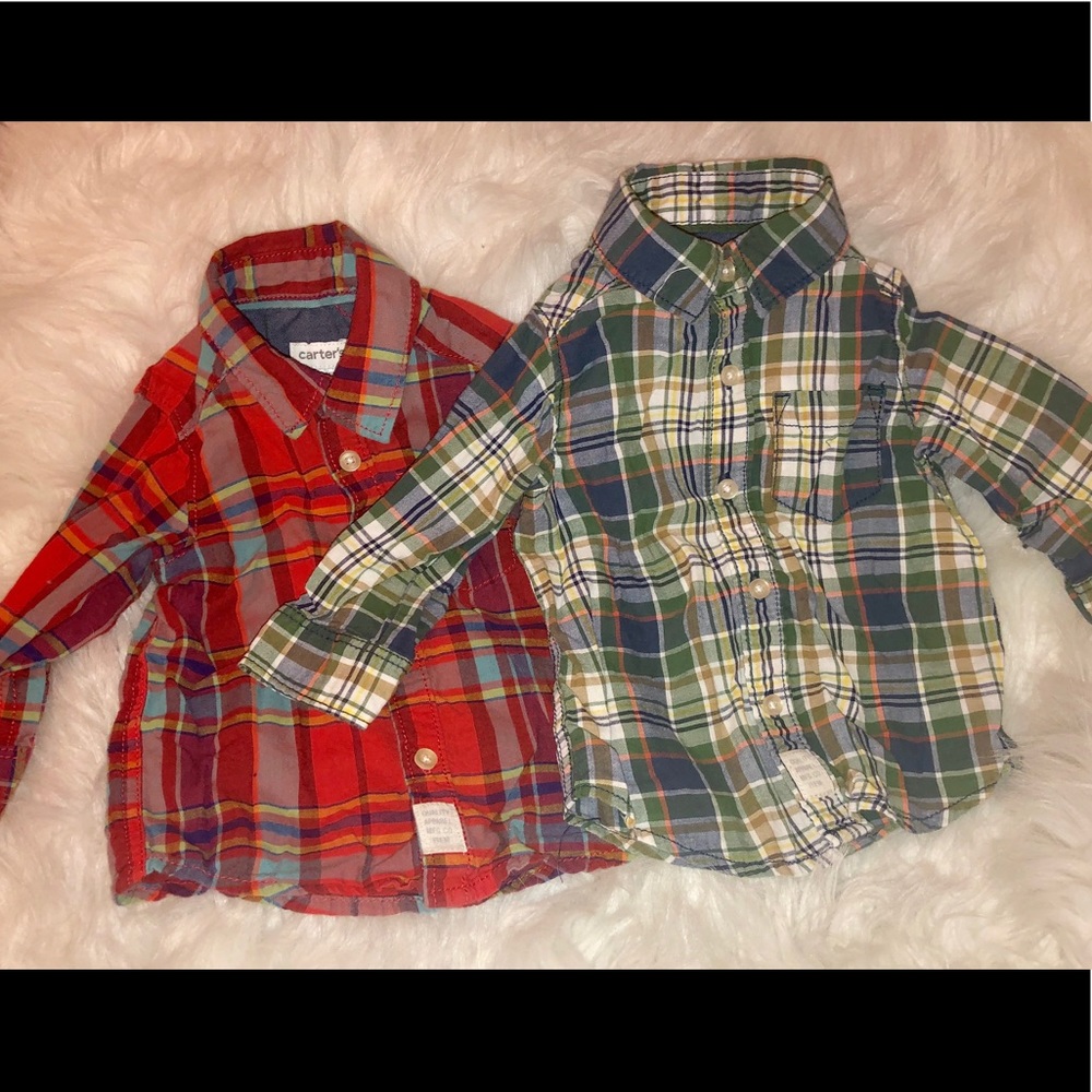 🐿 Bundle of 2 button up baby plaid shirts.